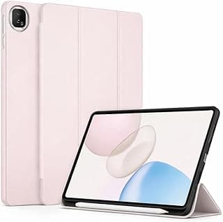 جراب Dl3 Mobilak لجهاز Honor Pad X7 مقاس 8.7 بوصة 2025 مع مكان للقلم، جراب خلفي من السيليكون المرن TPU مع حامل ثلاثي الطيات، خاصية النوم والاستيقاظ التلقائي (رملي وردي)