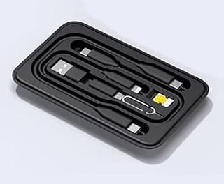 منظم أدوات السفر UrbanKit Pro يحتوي على كابل USB-C إلى Lightning / كابل USB C إلى USB C بقوة 100 وات / محول USB A ذكر إلى Type C أنثى / محول Micro USB ذكر إلى USB C أنثى - أسود