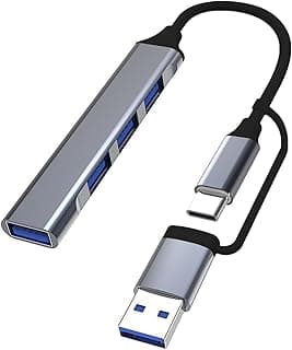 موزع USB سي، موزع بيانات USB 3.0 4 منافذ رفيع للغاية متعدد المنافذ USB 3.0 بسرعة عالية 5 جيجابايت في الثانية متوافق مع تابلت ميت بوك من النوع سي وسيرفس برو ونوت بوك وذاكرة فلاش USB وغيرها من لامكرتلب