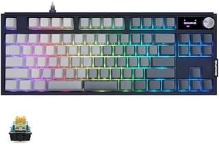 كيبورد جيمنج SKYLOONG RGB 8K بصري - سويتشات Glacier بصرية قابلة للتبديل - معدل استجابة 8000Hz (عربي وانجليزي) (GK87 سويتش أصفر)