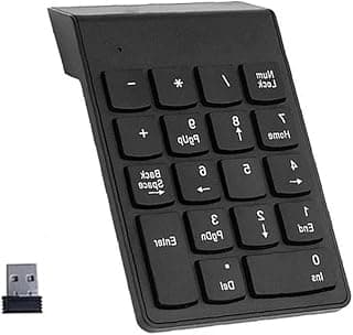 USB Keypad - 17-Key Wireless Numeric Pad with 2.4G Receiver, Ultra-Slim Portable Design for Laptops and Desktops, Black Finish, Space-Saving Layout Perfect for Small Desks and Mobile Professionals
