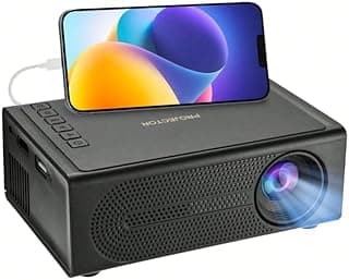 بروجكتور ميني، بروجكتور محمول 1080P، إضاءة LED تدوم 30000 ساعة، ريموت كنترول، توصيل USB و HDMI، للترفيه المنزلي (أسود)