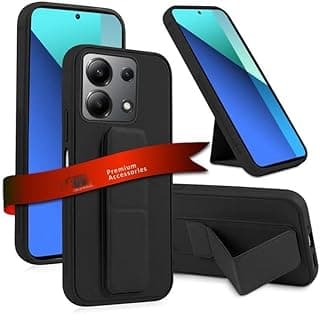 Back Stand Case For Honor X7d, Magnetic Car Holder Soft Silicone Horizontal & Vertical Kickstand Cover Wrist Strap Full protection Anti Fingerprint Case For Honor X7d 2025 (Black)