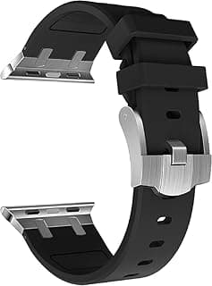 استيك ساعة ابل IW-46MM-S11 مقاس 46مم رياضي متوافق مع سيريس 11، سيليكون سائل متين للاستخدام الخارجي مع محول ستانلس ستيل، تصميم قوي أسود