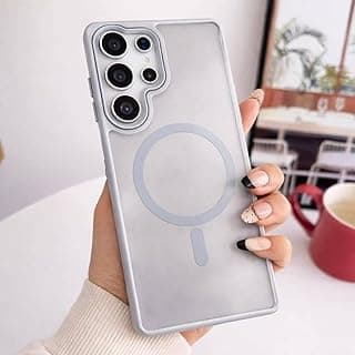 ECO Magnetic case for Samsung Galaxy S25 Ultra, Full Camera Protection with lens, Compatible with wireless charging, Transparent clear, Shockproof Case For samsung s25 ultra (Titanium Gray)