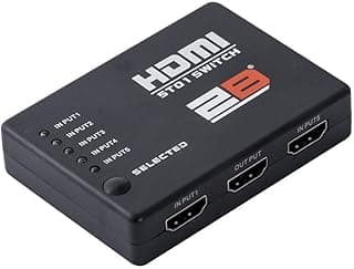 محول HDMI من 5 إلى 1 مع ريموت كنترول، أسود