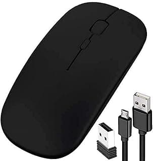 ماوس لاسلكي بتصميم رفيع قابل لاعادة الشحن عبر منفذ USB نقر هادئ للاب توب والكمبيوتر وماك بوك برو من اوميز