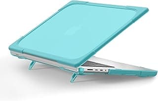 جراب حماية شديد التحمل لجهاز ابل MacBook Pro 13 M2 2022 / Pro 13 M1 2020 (A2338, A2289, A2251)، جراب صلب متين مع ستاند - أزرق فاتح