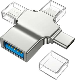 ذاكرة فلاش 4 في 1 نوع USB 3.0 عالية السرعة النوع سي مايكرو متوافقة مع اندرويد وiOS - ذاكرة فلاشية ومحول قارئ البطاقات او تي جي لآيفون 15 واي باد واللاب توب والتابلت والكمبيوتر معدني