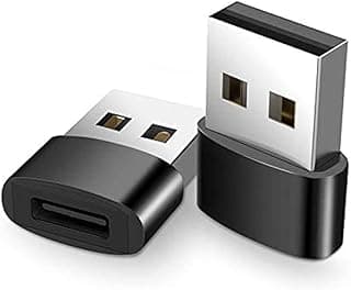 محول USB-C انثى الى USB-A ذكر لموبايل ايفون 11 و12 و13 ميني وبرو وماكس وسماعة ايربودز M1 وايباد اير 2020/2021 وسامسونج جالاكسي نوت 10 وS20 بلس و20 وS21 و21 FE والترا وجوجل بيكسل 6 و5 (اسود)
