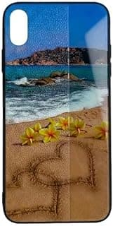 Phone Cover for iPhone XS Max, Beach Scene with Hearts and Flowers Design