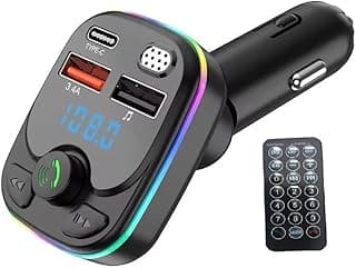 جهاز إرسال راديو اف ام بلوتوث للسيارة، مشغل MP3 بدون استخدام اليدين للسيارات بمنفذ USB مزدوج، 3.4 امبير، نمط بي دي