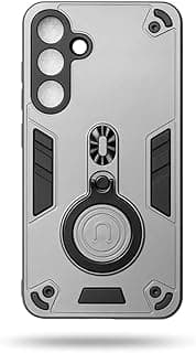 Case Compatible with SAMSUNG GALAXY S25 FE Dual Layer Protective Shockproof Hard Armor Cover with 360° Rotating Finger Ring Kickstand and Car Magnetic Mount (Gray)