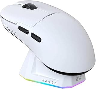 ماوس ألعاب AJAZZ AJ159 برو 3 أوضاع 26000 نقطة لكل بوصة باو 3395 مستشعر بصري من كوفرزون، 8000 هرتز (أبيض)
