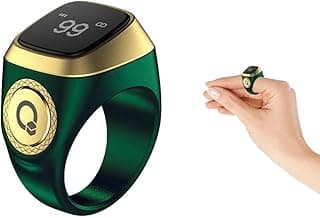 Smart Ring Counter, Smart Tasbih Zikr Ring, Muslim Islamic Prayer Smart Rings, Tasbih Counter Smart Ring, Tasbeeh Smart Counter, Digital Electronic Smart Tally Counter for Prayer (Green, 20mm)