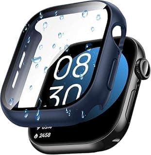 جراب حماية صلب فائق النحافة لساعة ابل Series 10 مقاس 42mm، حماية 360 درجة، زجاج 0.12mm، مقاوم للصدمات، مادة بولي كربونات صلبة، غطاء حماية نحيف (كحلي)