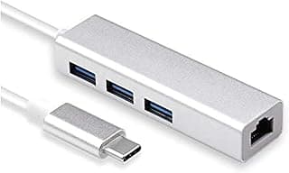 USB نوع سي/نوع C إلى 3 منافذ A 3.0 مع 10/100/1000 ميجابت لكل ثانية جيجابت ايثرنت/شبكة محلية/محول شبكة (ار جيه 45)