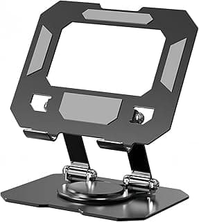 Tablet Stand Holder - Adjustable iPad Stand with Aluminum 360° Rotating Base, Compatible with 4.7-12.9inch Device Such as iPad Pro 12.9, iPad Pro 11/10.9/10.2, iPad Air/Mini, Black
