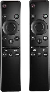 جهاز تحكم عن بعد عالمي متوافق مع جميع تلفزيونات سامسونج LED QLED UHD SUHD HDR LCD باطار منحني يعمل بالطاقة الشمسية HDTV 4K 8K ثلاثية الابعاد ازرار لنتفليكس وبرايم فيديو وWWW أسود