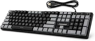 Professional Gaming Keyboard with White Backlight, Suspended Keycaps, and Waterproof Design Model FV-Q8 - Black
