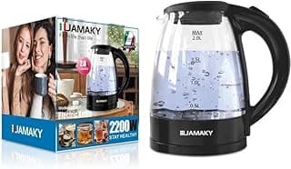 غلاية كهربائية من جماكي بسعة 2 لتر - هيكل من زجاج البورسليكات العالي 2200 وات، JMK9507