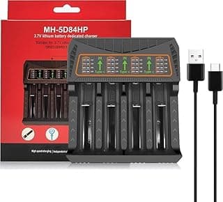 شاحن بطاريات ليثيوم ذكي MH-5D84HP بـ 4 فتحات ومنفذ Type-C لبطاريات 3.7V 18650 26650 21700