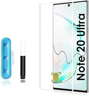 المعز شاشة حماية زجاج لهاتف سامسونج Galaxy Note 20 Ultra، لاصق كامل 9H منحني حماية كاملة UV