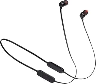 JBL تون 125 - سماعات بلوتوث لاسلكية داخل الاذن مع 3 ازرار ميكروفون/جهاز تحكم عن بعد وكابل مسطح - اسود، S