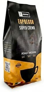 بن قهوة ECOFFEE اسبريسو سوبر كريما، تحميص متوسط، 1000 جرام، كيس واحد