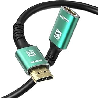 كيبل وصلة HDMI 1.5 متر 8K HDMI 2.1 ذكر الى انثى عالي السرعة 48Gbps يدعم 8K@60Hz 4K@120Hz HDR ديناميكي eARC VRR ثلاثي الابعاد للتلفزيون والكمبيوتر وبلاي ستيشن 5 وجهاز فك التشفير والشاشة