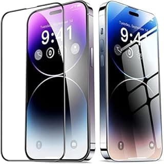 Screen Protector Super Glass JETOUCH 2pack Tempered Glass Screen Protector With Black Frame Compatible With iphone (clear&black frame, iphone 14 pro max)
