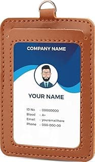 حامل بطاقة تعريف ID جلدي رأسي من Di Pelle™ - جلد PU مصنوع يدوياً بنسبة 99% مع نافذة شفافة - واقي بطاقات احترافي للمكتب والمدرسة (هافان)