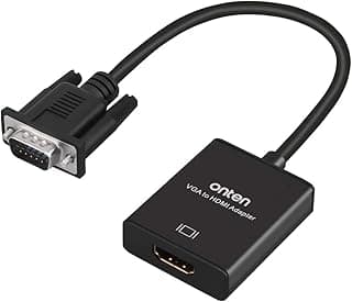 محول VGA إلى HDMI، بدقة 1080P (ذكر إلى أنثى) للكمبيوتر، اللابتوب، الشاشة، جهاز العرض، HDTV مع كابل صوت وكابل USB (أسود)