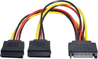 كابل طاقة CY 15Pin SATA، مقسم من ذكر إلى 2 أنثى، كابل تمديد 12V+5V