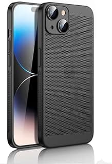 Dl3 Mobilak Case For iPhone 15 Plus 6.7-Inch Heat Dissipation Case with Built-in Camera Lens Protector Slim Fit Breathable Cooling Anti-Fingerprint Hard PC Back Shockproof Cover - Black