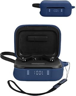 جراب لسماعات Soundcore P41i بخاصية إلغاء الضوضاء النشط، جراب سيليكون فاخر مقاوم للصدمات، منفذ الشحن سهل الوصول، إضاءة LED أمامية ظاهرة مع حبل تعليق، أزرق.