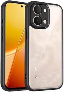 جراب موبايل متوافق مع Vivo Y31D، خفيف الوزن بتقنية هايبرد من البولي كربونات والبولي يوريثين الحراري، واقي مضاد للصدمات واقي للكاميرات ، اسود