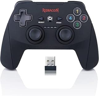 يد تحكم جيمنج لاسلكية قابلة للشحن Redragon Harrow G808 مع مستقبل USB، جويستيك باهتزاز مزدوج، للكمبيوتر ويندوز، PS3، بلايستيشن، اندرويد