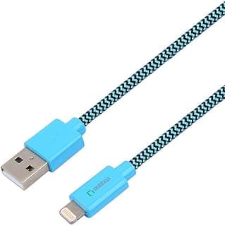 كابل شحن ونقل بيانات لايتنينج إلى USB لهواتف ابل، 2.4 أمبير، 2 متر - أزرق وأبيض