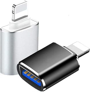 محول Lightning إلى USB3 عدد 2، محول بيانات OTG معتمد من MFi للايفون والايباد، يدعم الكاميرا، قارئ الكروت، فلاشة USB، الماوس، وكيبورد MIDI (فضي + أسود)