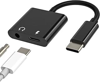 محول صوت دونجل USB C الى 3.5 ملم 2 في 1 رقمي تناظري نوع ايه يو اكس مقسم سلك شاحن كابل لايفون 15 ايباد برو اير ميني متوافق مع سامسونج جالاكسي S23 S22 S21 نوت 10 من هوولي