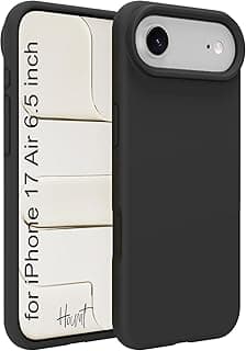 جراب متوافق مع ابل iPhone 17 Air مقاس 6.5 بوصة، سيليكون تغطية كاملة للجسم مع بطانة داخلية من المايكروفايبر، جراب حماية مقاوم للصدمات (أسود)