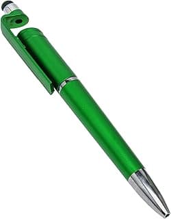 Pen Touch 3 in 1 Ballpoint Function Stylus Pen Touch with Mobile Stand Holder, Writing Pen,Screen Wipe for All Phones and Tablets - (Green)
