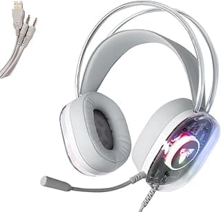 سماعة جيمنج Jedel GH-580، صوت محيطي 7.1 مع ميكروفون، للألعاب، سماعات كمبيوتر، بيس قوي، قابلة للتعديل، عزل ضوضاء، سلكية، متوافقة مع FPS، إضاءة LED