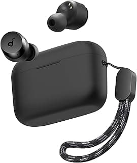 جراب سيليكون واقي متوافق مع Soundcore by Anker A20i مع ميدالية (أسود)