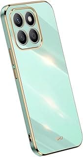 جراب سيليكون لهاتف Honor X8c (6.7 بوصة) [تصميم بحواف ذهبية] - أخضر