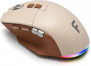 ماوس لاسلكي مريح Founder G600 - يدعم 3 أوضاع بلوتوث و 2.4G قابل للشحن مع 4800 DPI، معدل استجابة 1000Hz وعجلة تمرير جانبية للابتوب والمكتب والجيمنج (بني)