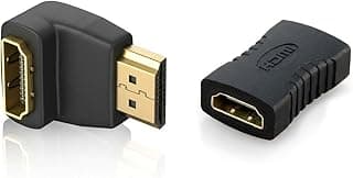 2 قطعة HDMI Adapter بزاوية 90° + Coupler لتمديد الكابل – محول ذكر إلى أنثى لتوصيل الشاشة والتلفزيون – مناسب للكمبيوتر واللاب توب وأجهزة ألعاب الفيديو