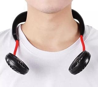 مروحة رقبة محمولة - مروحة شخصية | مروحة يد - مروحة USB للاستخدام الداخلي/الخارجي || مروحة صغيرة محمولة قابلة لإعادة الشحن - مروحة حول الرقبة (أسود)