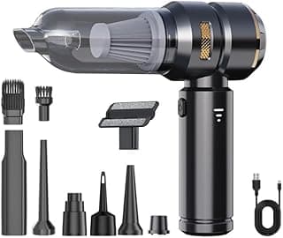 2-in-1 Handheld Vacuum Cleaner & Compressed Air Duster. Car Vacuum Cleaner Strong, 3-Speed 18,000PA & Electric Dust Blower for Electronics, Car, Kichen, PC (Black)